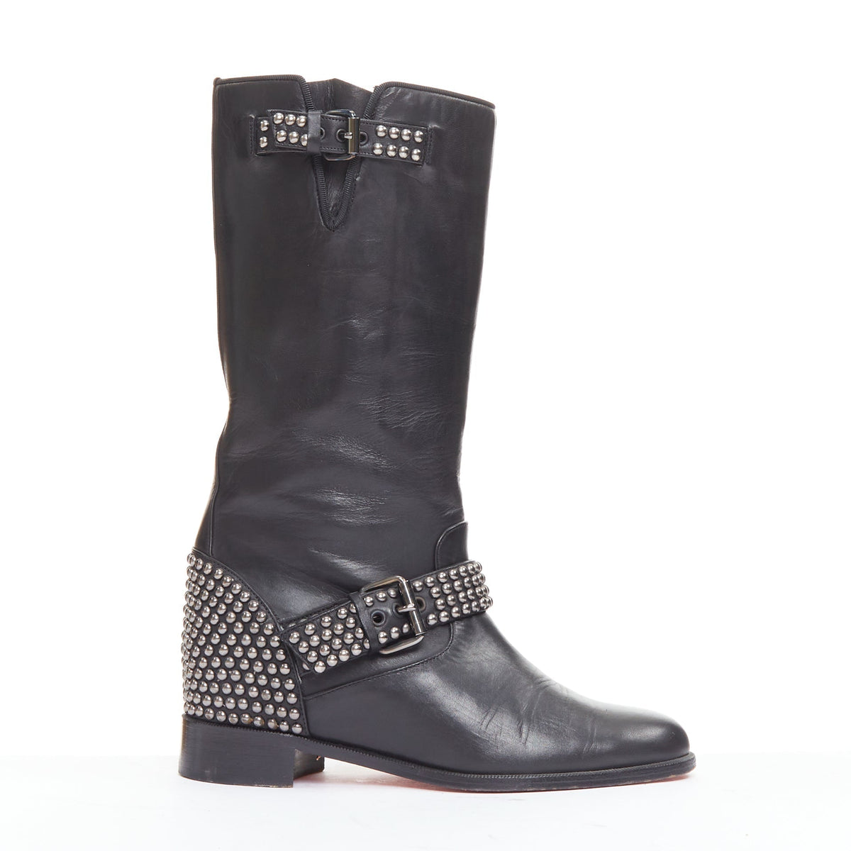 Women's Christian Louboutin Studded Wedged Boots