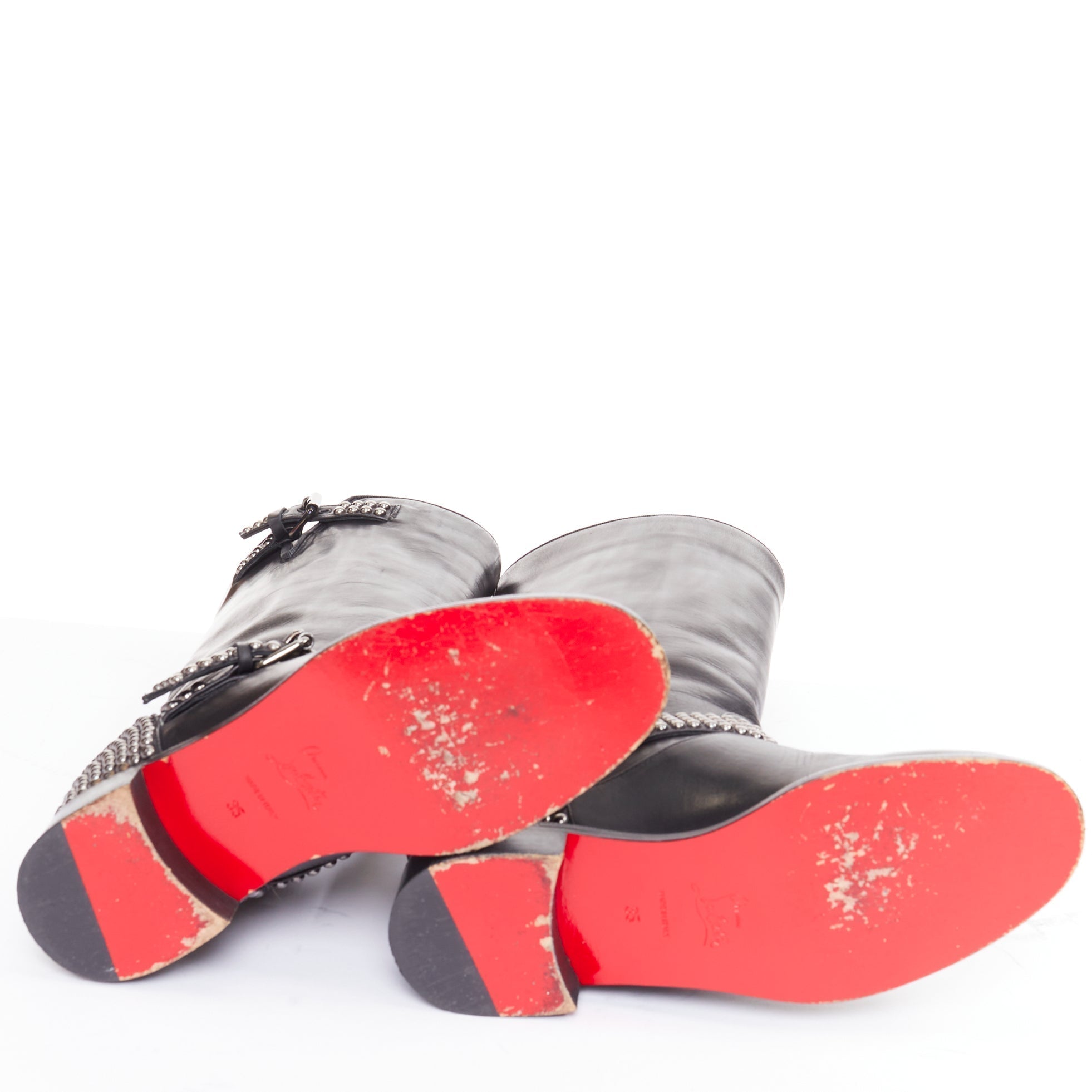Women's Christian Louboutin Studded Wedged Boots