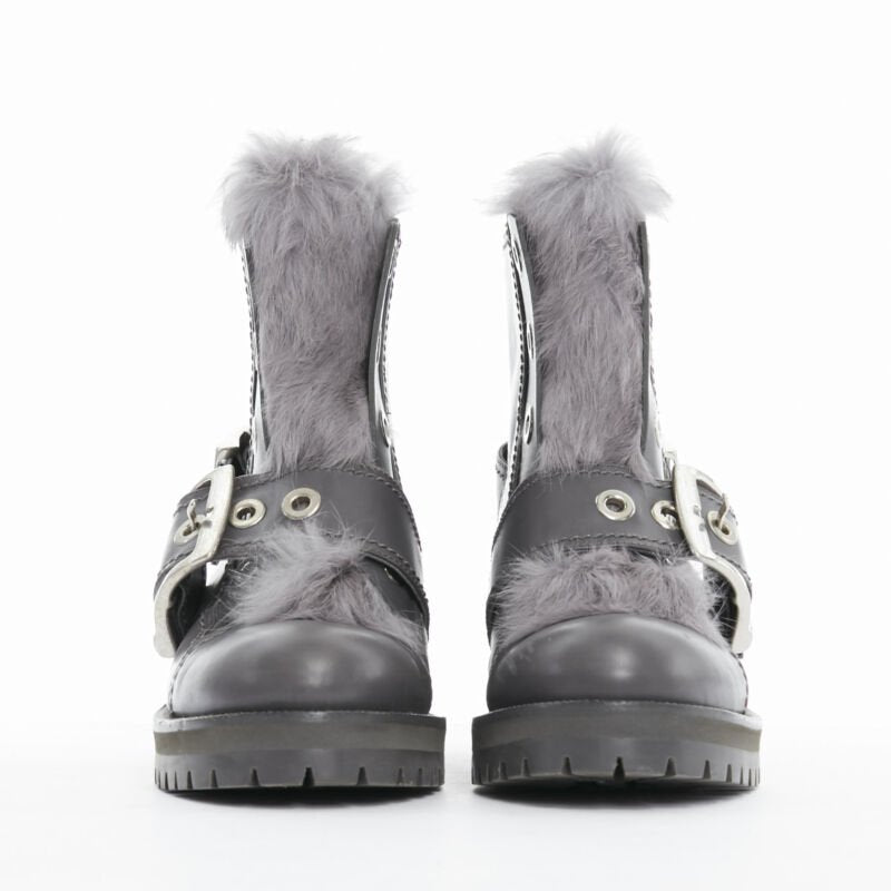 Women's Alexander Mcqueen Leather Fur Combat Boot