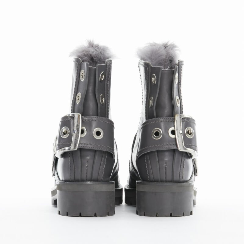 Women's Alexander Mcqueen Leather Fur Combat Boot
