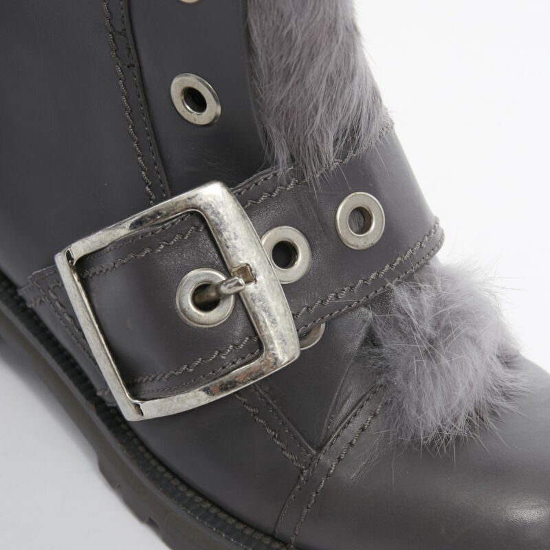 Women's Alexander Mcqueen Leather Fur Combat Boot