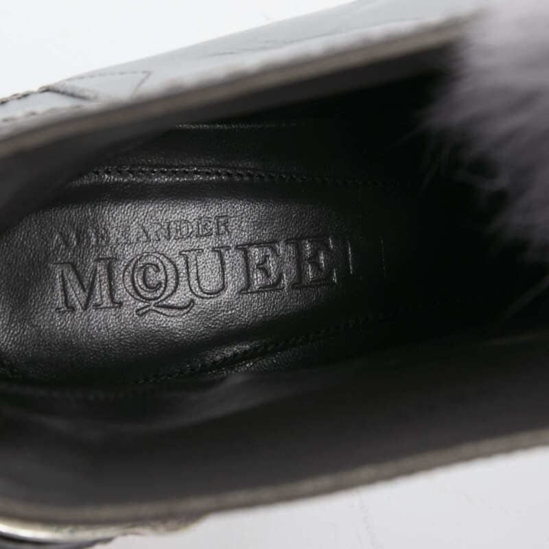 Women's Alexander Mcqueen Leather Fur Combat Boot