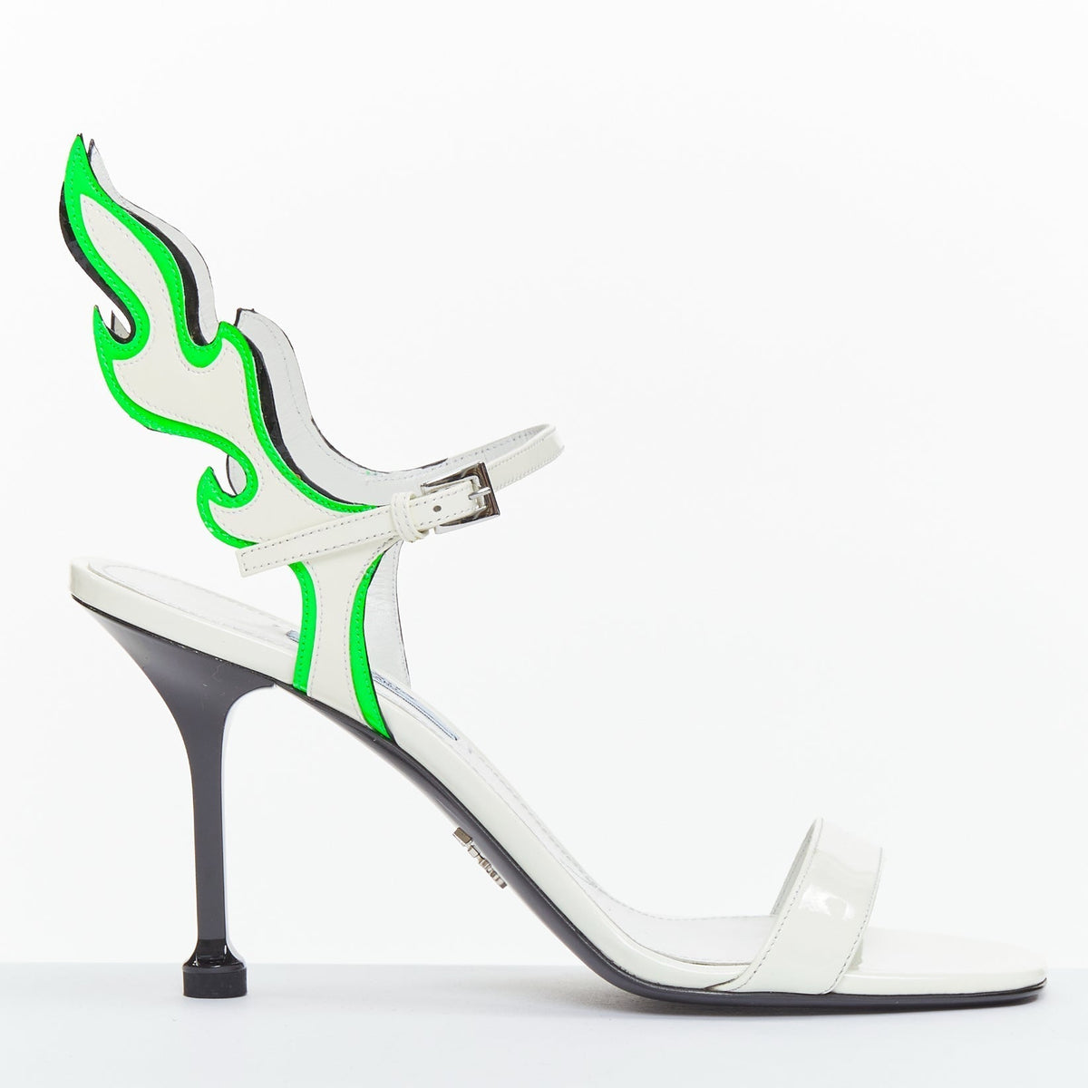 Women's Prada 2018 Patent Leather Mid Heel Sandals