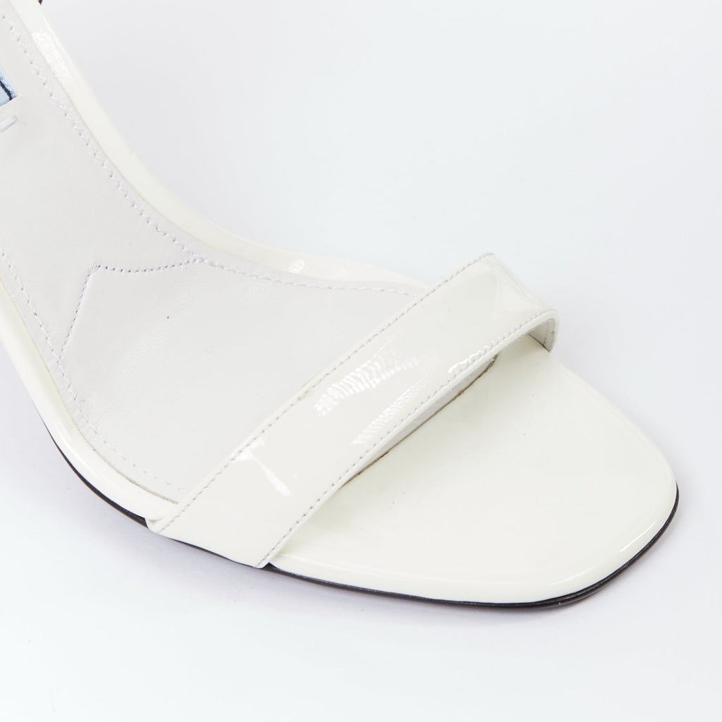 Women's Prada 2018 Patent Leather Mid Heel Sandals