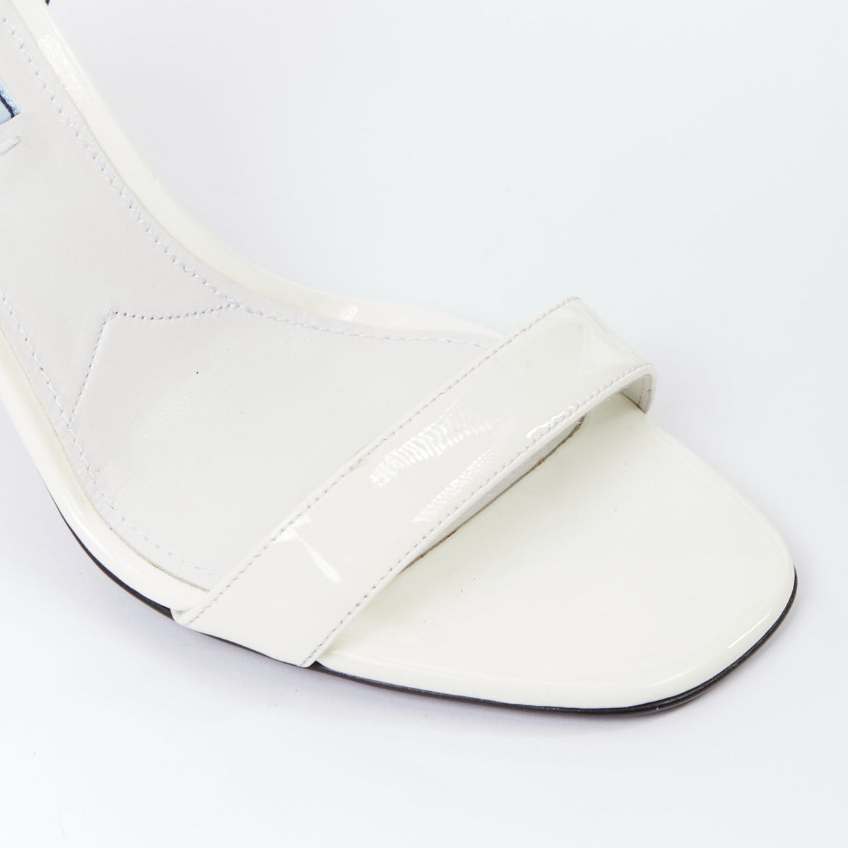 Women's Prada 2018 Patent Leather Mid Heel Sandals