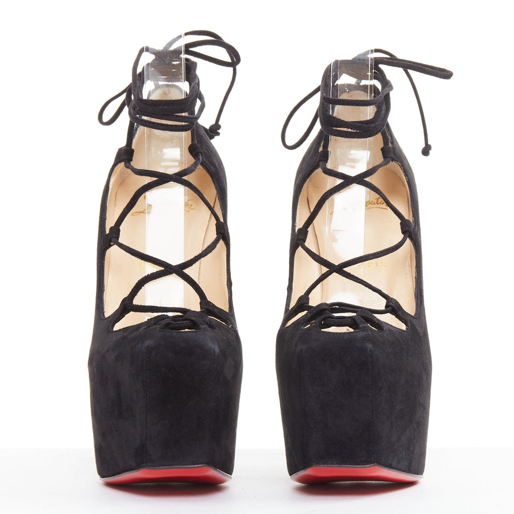 Women's Christian Louboutin Suede Square Toe Pumps