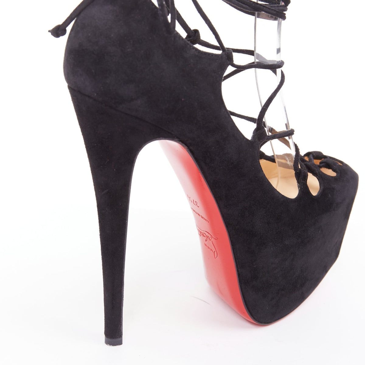 Women's Christian Louboutin Suede Square Toe Pumps