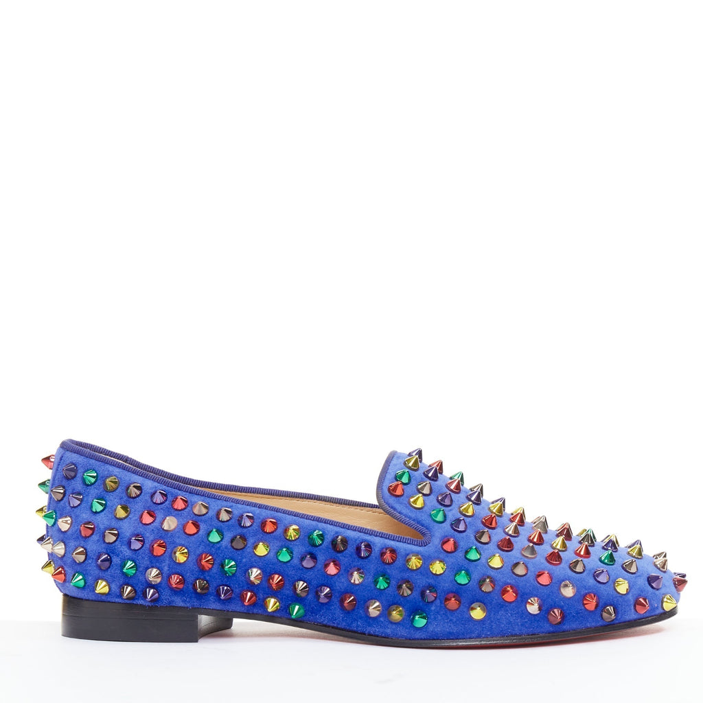 Women's Christian Louboutin Suede Spike Flats