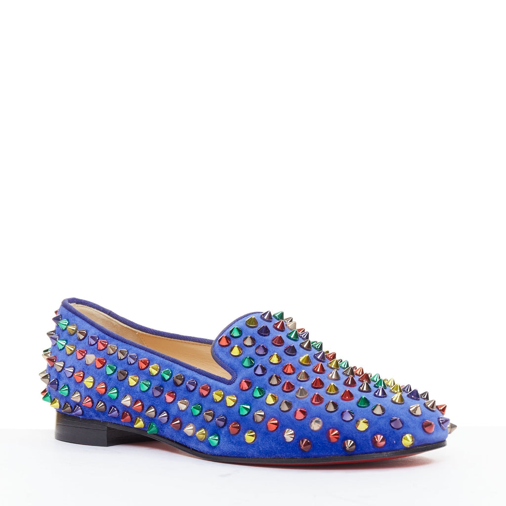 Women's Christian Louboutin Suede Spike Flats