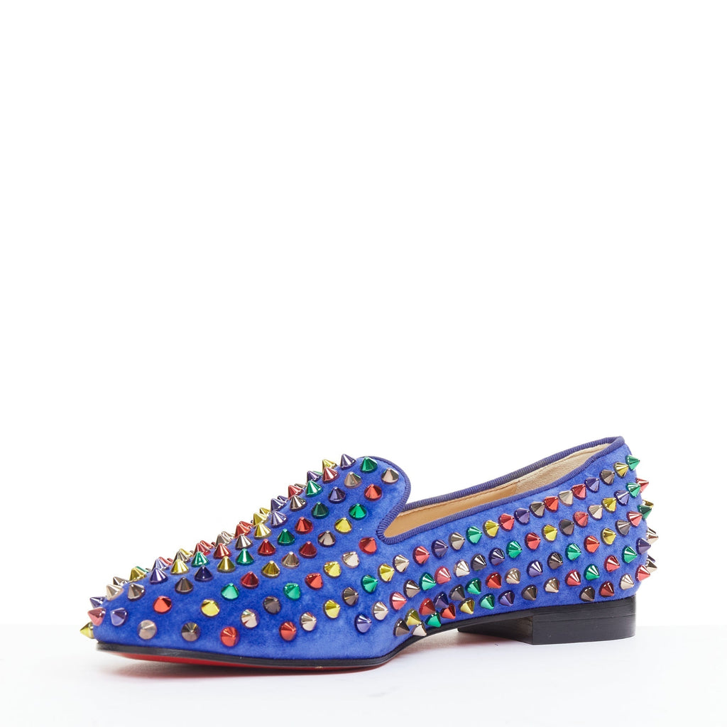 Women's Christian Louboutin Suede Spike Flats