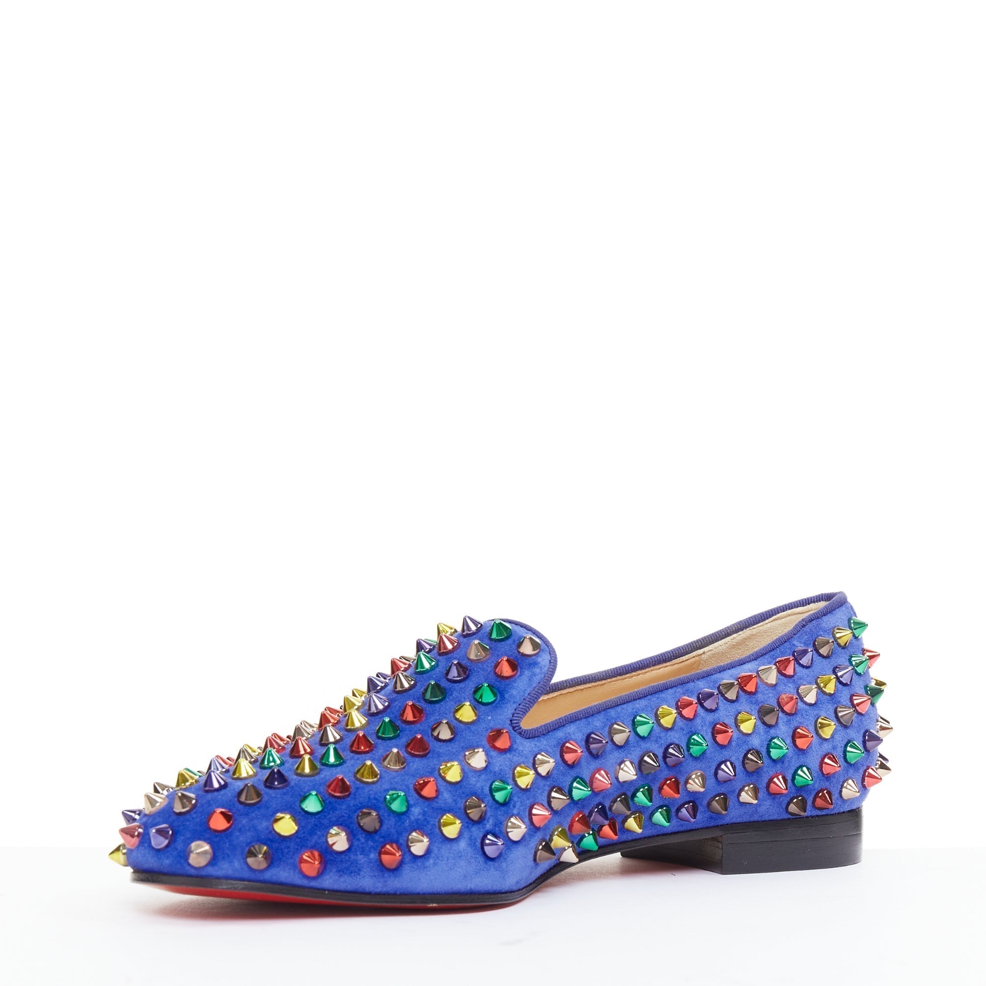 Women's Christian Louboutin Suede Spike Flats