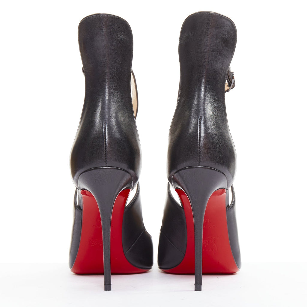 Women's Christian Louboutin Leather Cross Strap Pumps