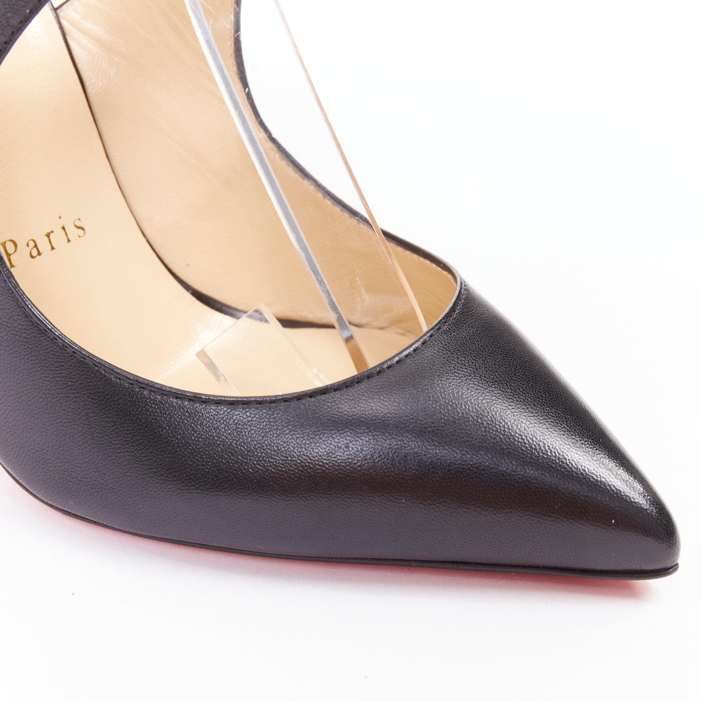 Women's Christian Louboutin Leather Cross Strap Pumps