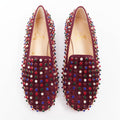 Women's Christian Louboutin Suede Stone Stud Loafers