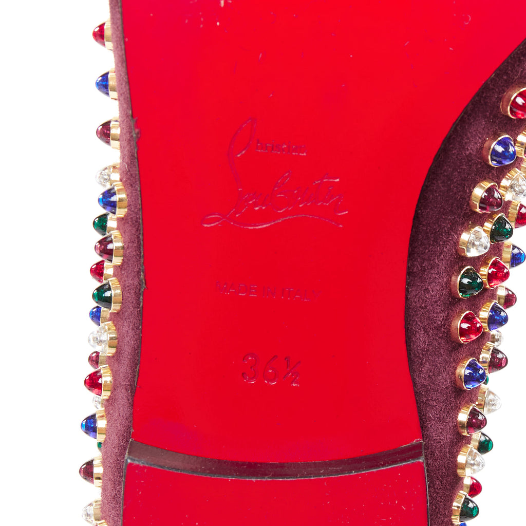 Women's Christian Louboutin Suede Stone Stud Loafers