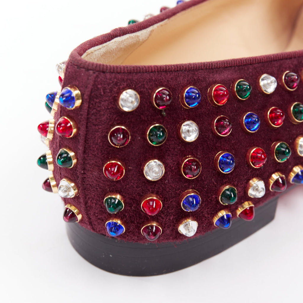 Women's Christian Louboutin Suede Stone Stud Loafers