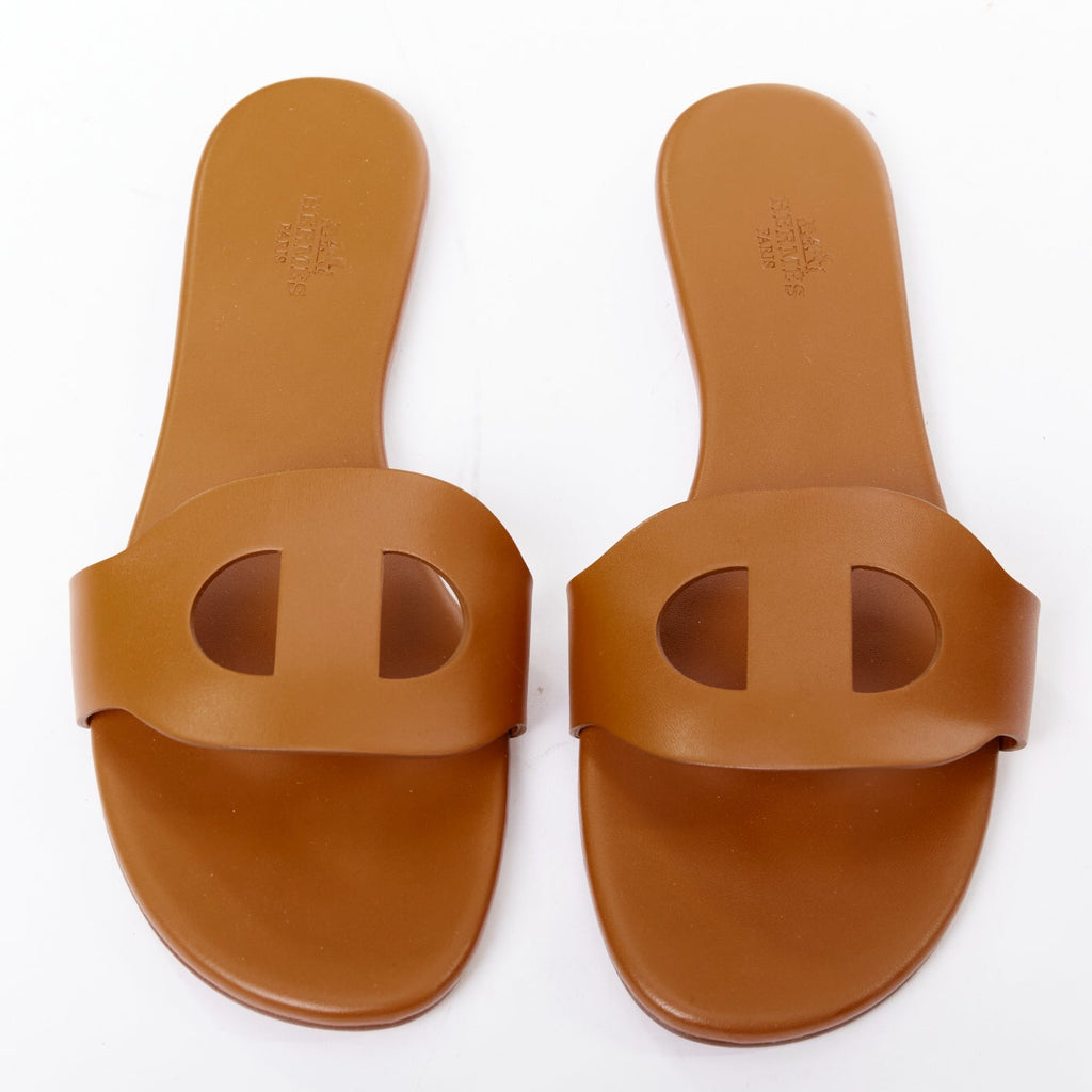 Women's Hermes Leather Flat Sandal Slippers