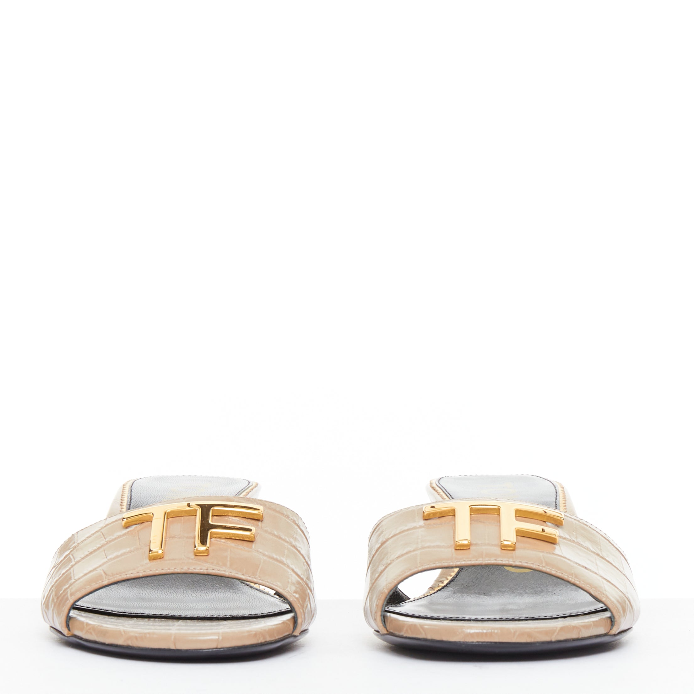 Women's Tom Ford Croc Embossed Leather Sandal