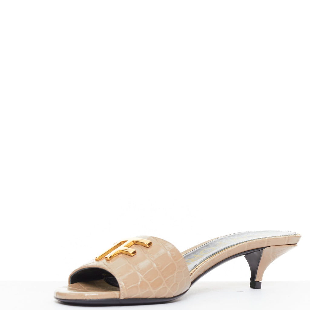 Women's Tom Ford Croc Embossed Leather Sandal