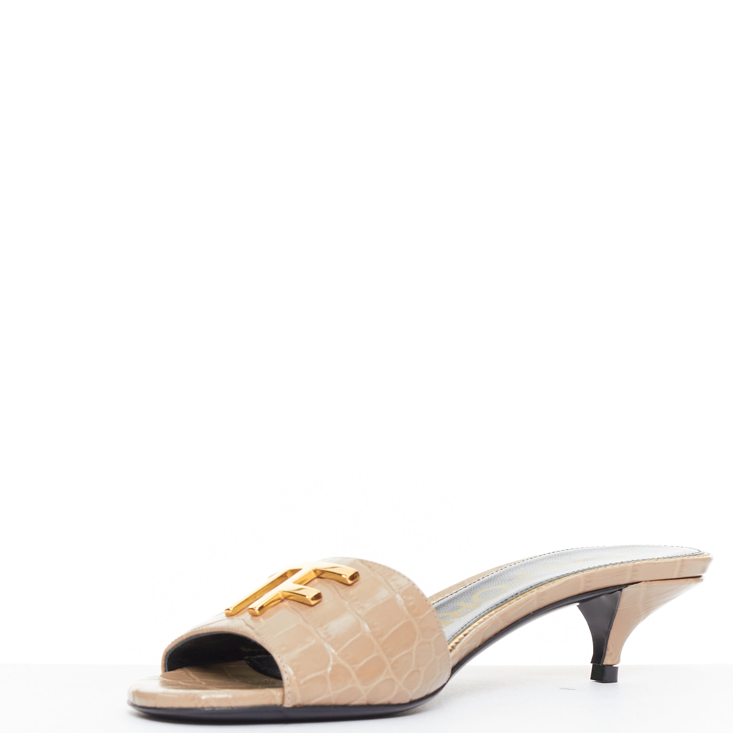 Women's Tom Ford Croc Embossed Leather Sandal