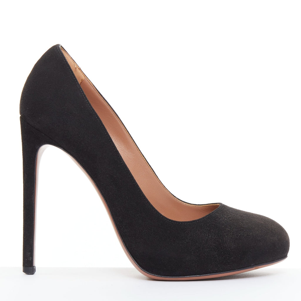 Women's Alaia Suede Leather Almond Toe Court Pumps