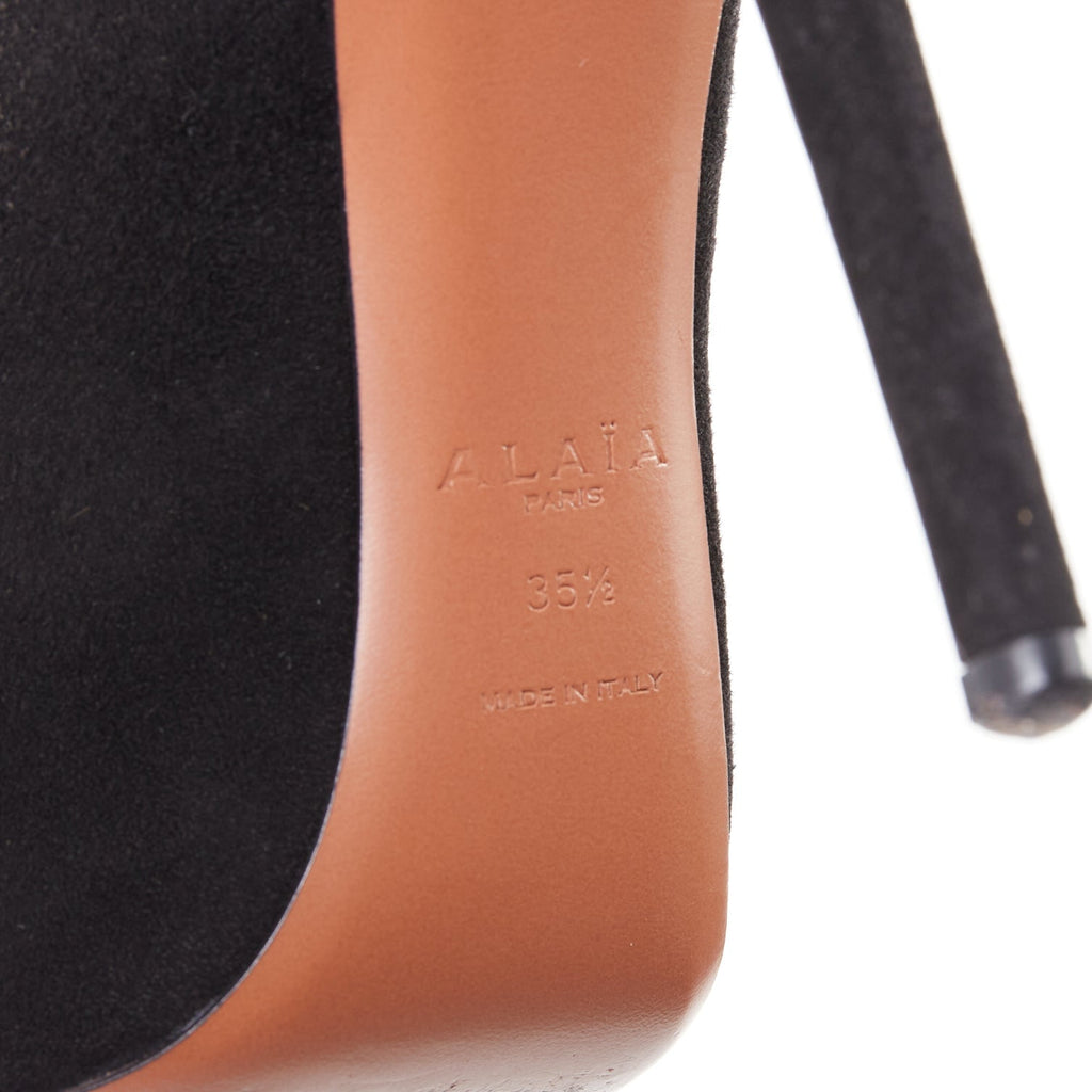 Women's Alaia Suede Leather Almond Toe Court Pumps
