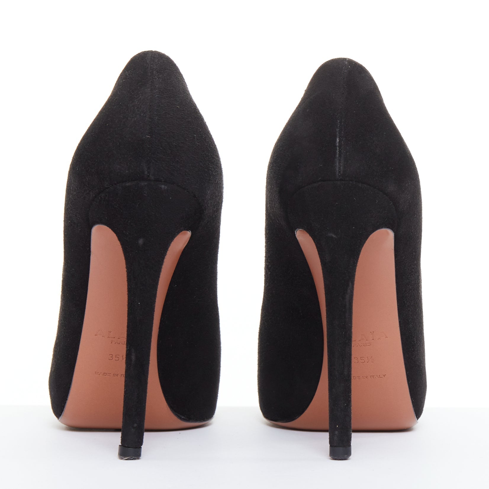 Women's Alaia Suede Leather Almond Toe Court Pumps