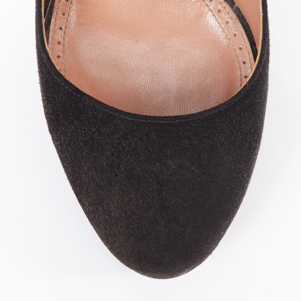 Women's Alaia Suede Leather Almond Toe Court Pumps