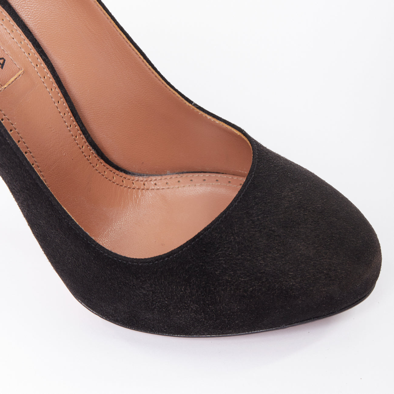 Women's Alaia Suede Leather Almond Toe Court Pumps