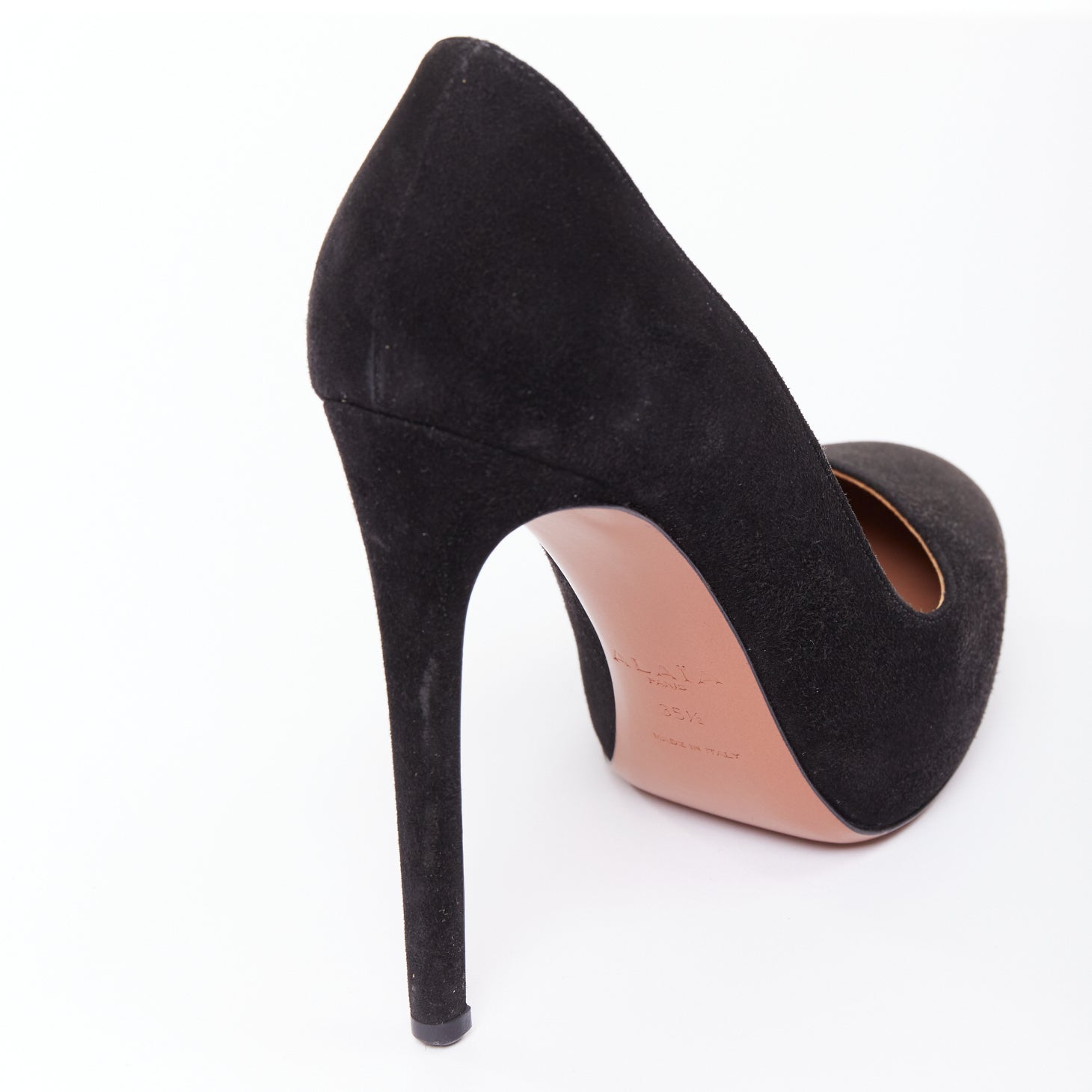 Women's Alaia Suede Leather Almond Toe Court Pumps