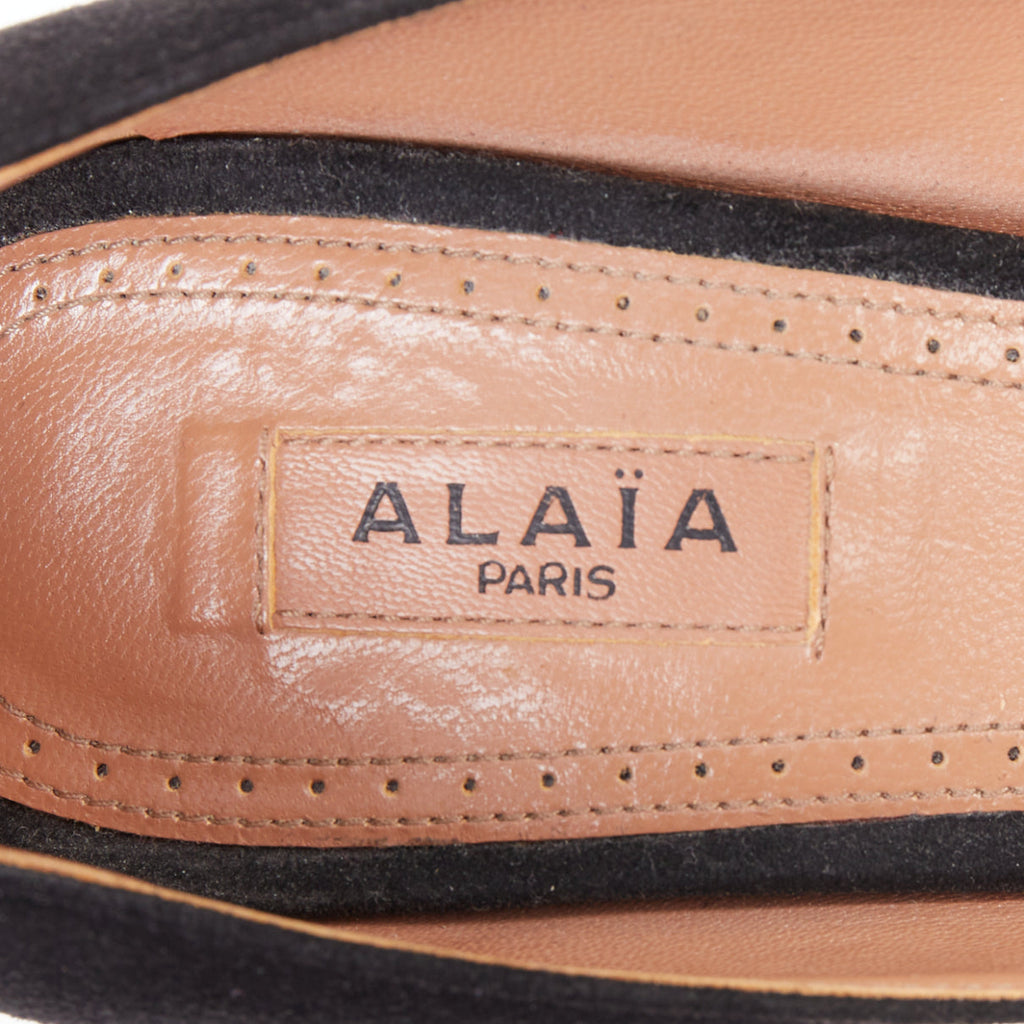 Women's Alaia Suede Leather Almond Toe Court Pumps