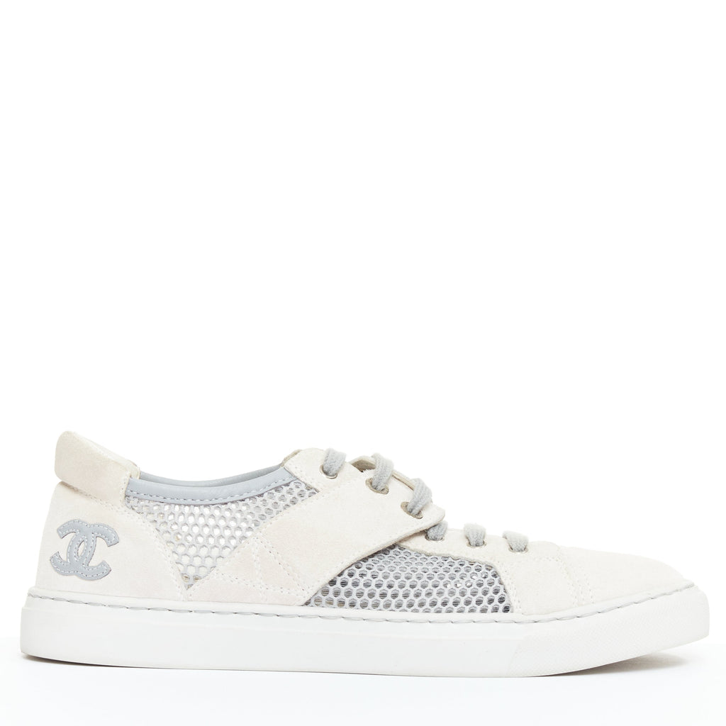 Women's Chanel Mesh Suede Panel Sneakers