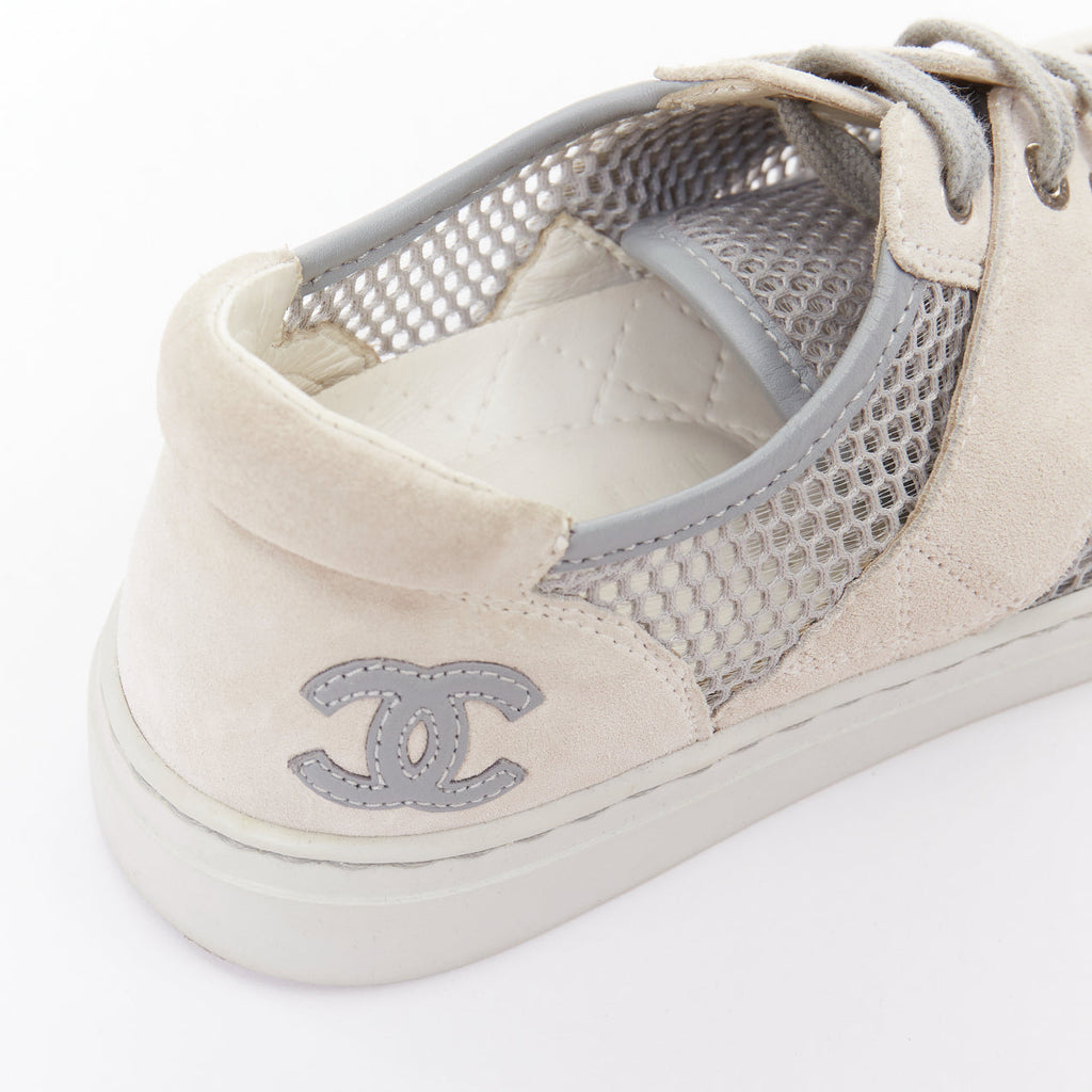 Women's Chanel Mesh Suede Panel Sneakers