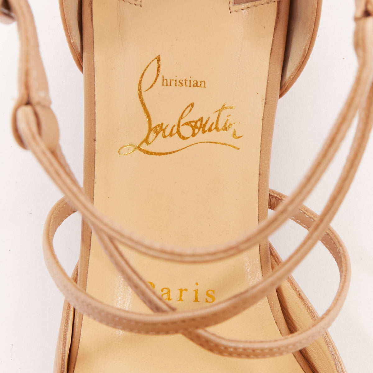 Women's Christian Louboutin Leather Strappy Flats