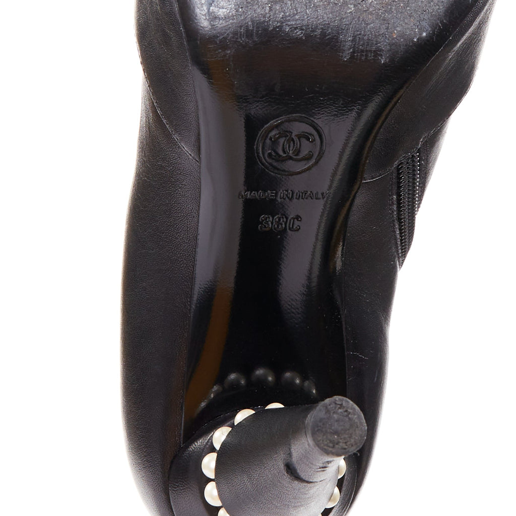 Women's Chanel Leather Cone Heel Ankle Boots