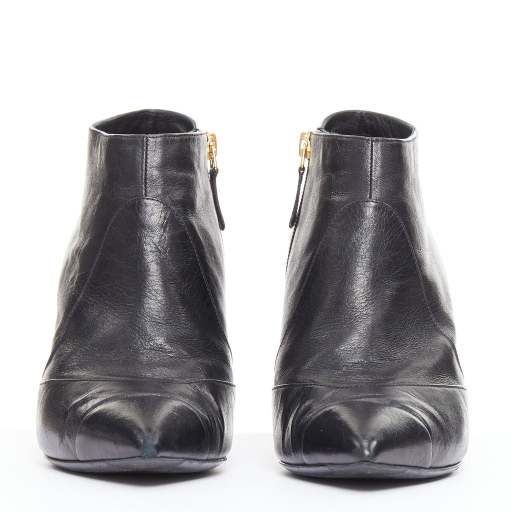 Women's Chanel Leather Cone Heel Ankle Boots