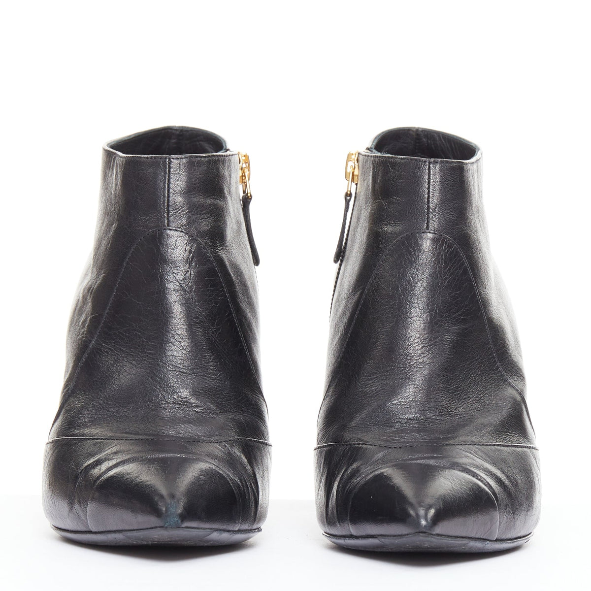 Women's Chanel Leather Cone Heel Ankle Boots