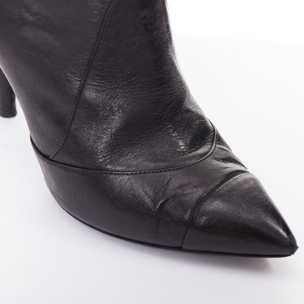 Women's Chanel Leather Cone Heel Ankle Boots
