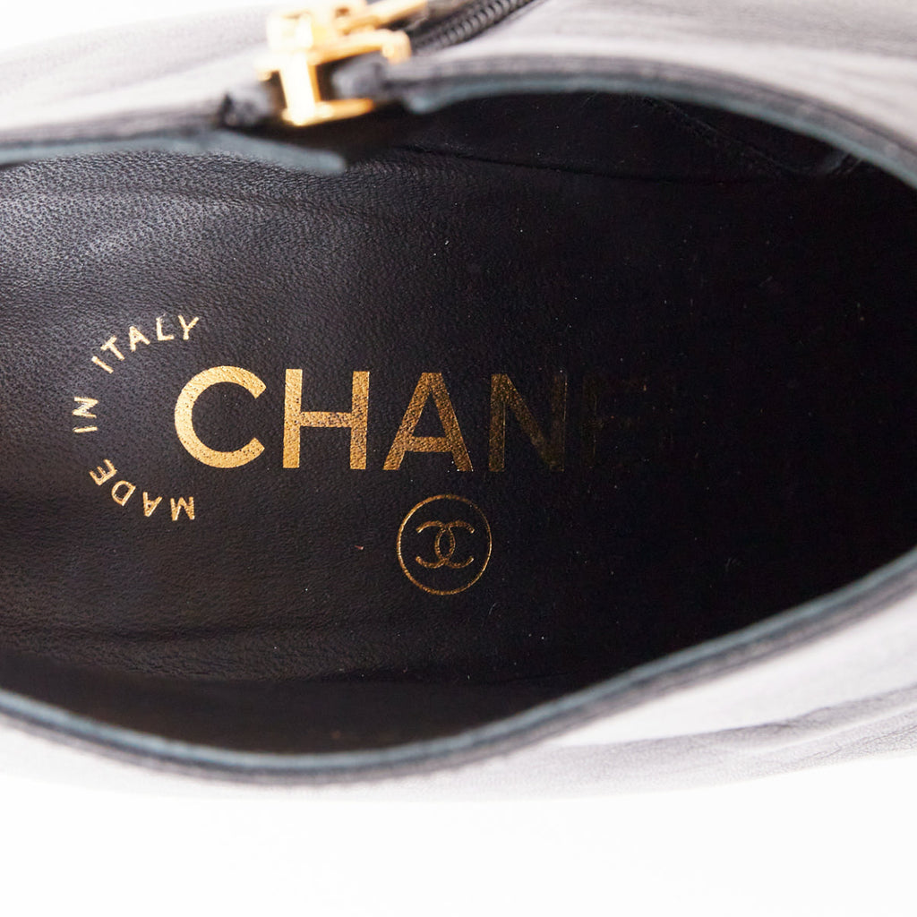 Women's Chanel Leather Cone Heel Ankle Boots
