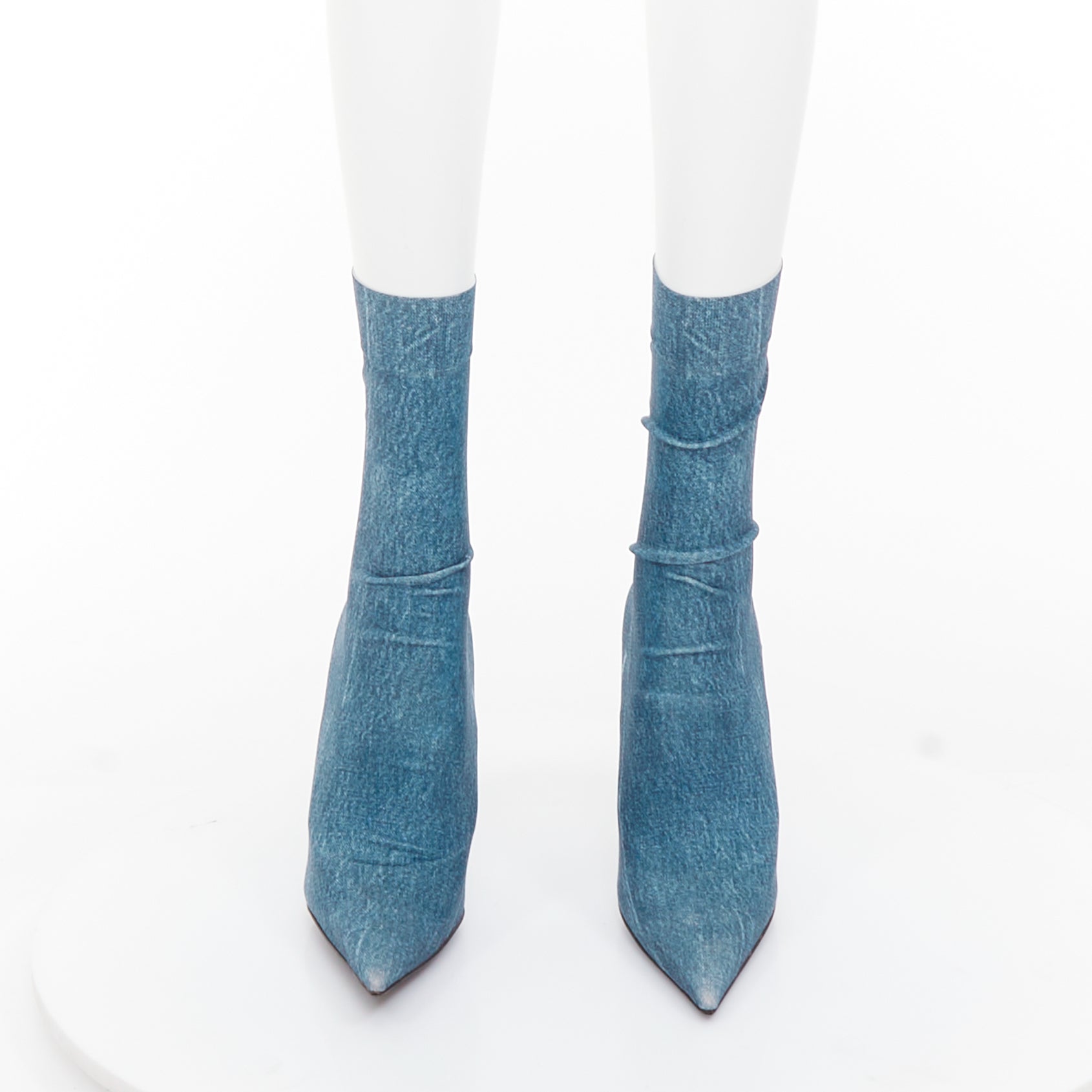 Women's Balenciaga Knife Denim Pointy Boots