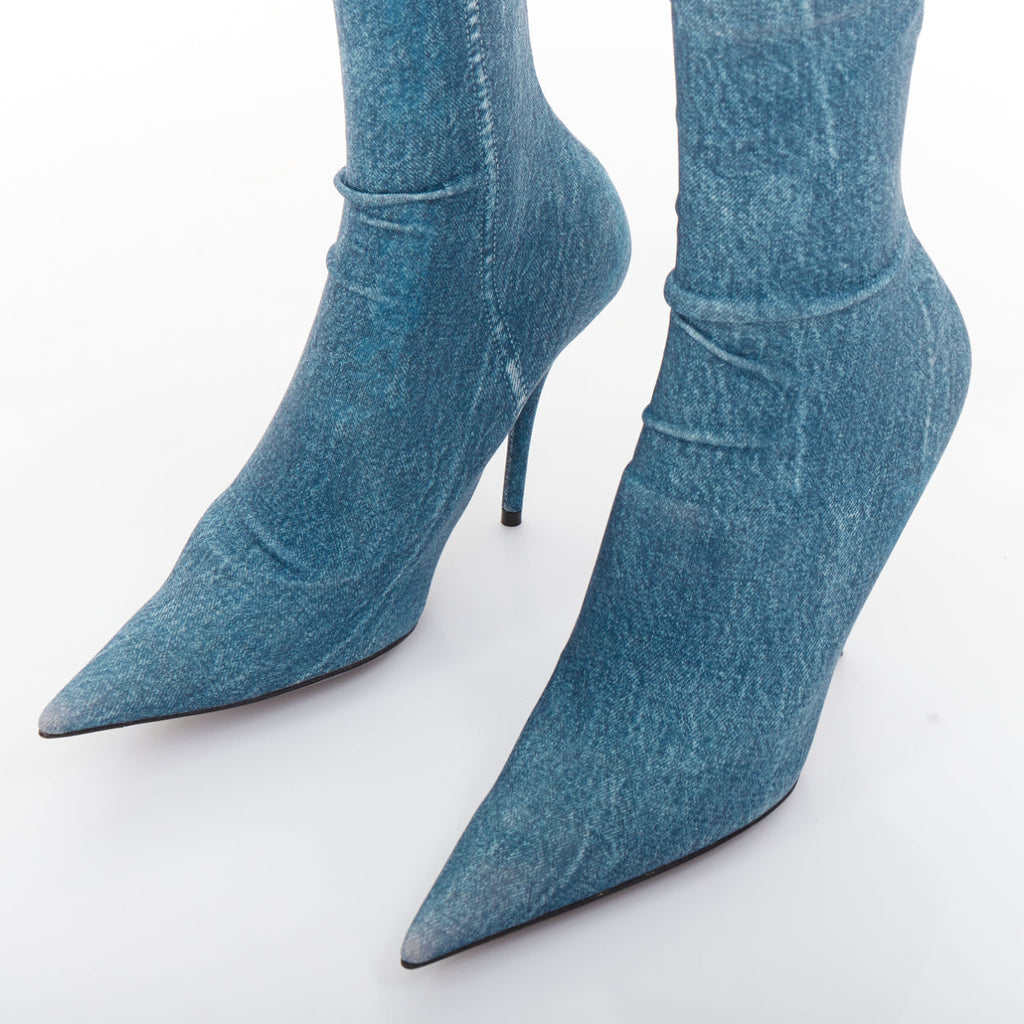 Women's Balenciaga Knife Denim Pointy Boots
