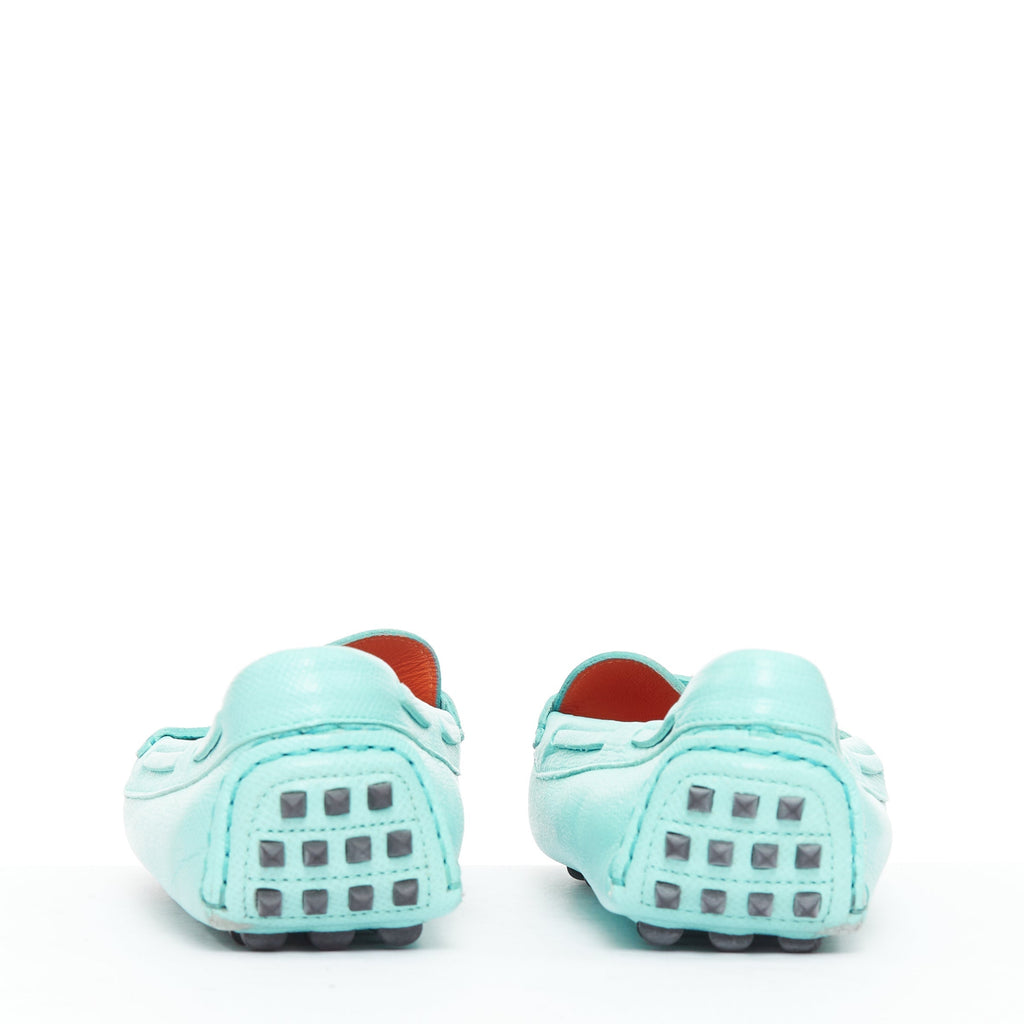 Women's Hermes Leather Silver Stud Driving Loafers