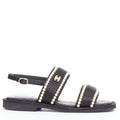 Women's Chanel Pearl Embellished Satin Sandals