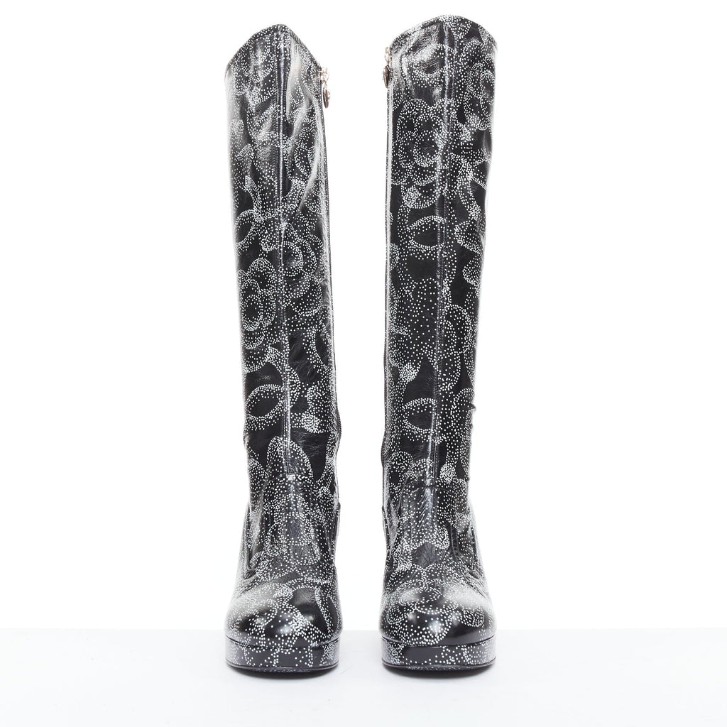Women's Chanel 2023 Dotted Logo Tall Boots