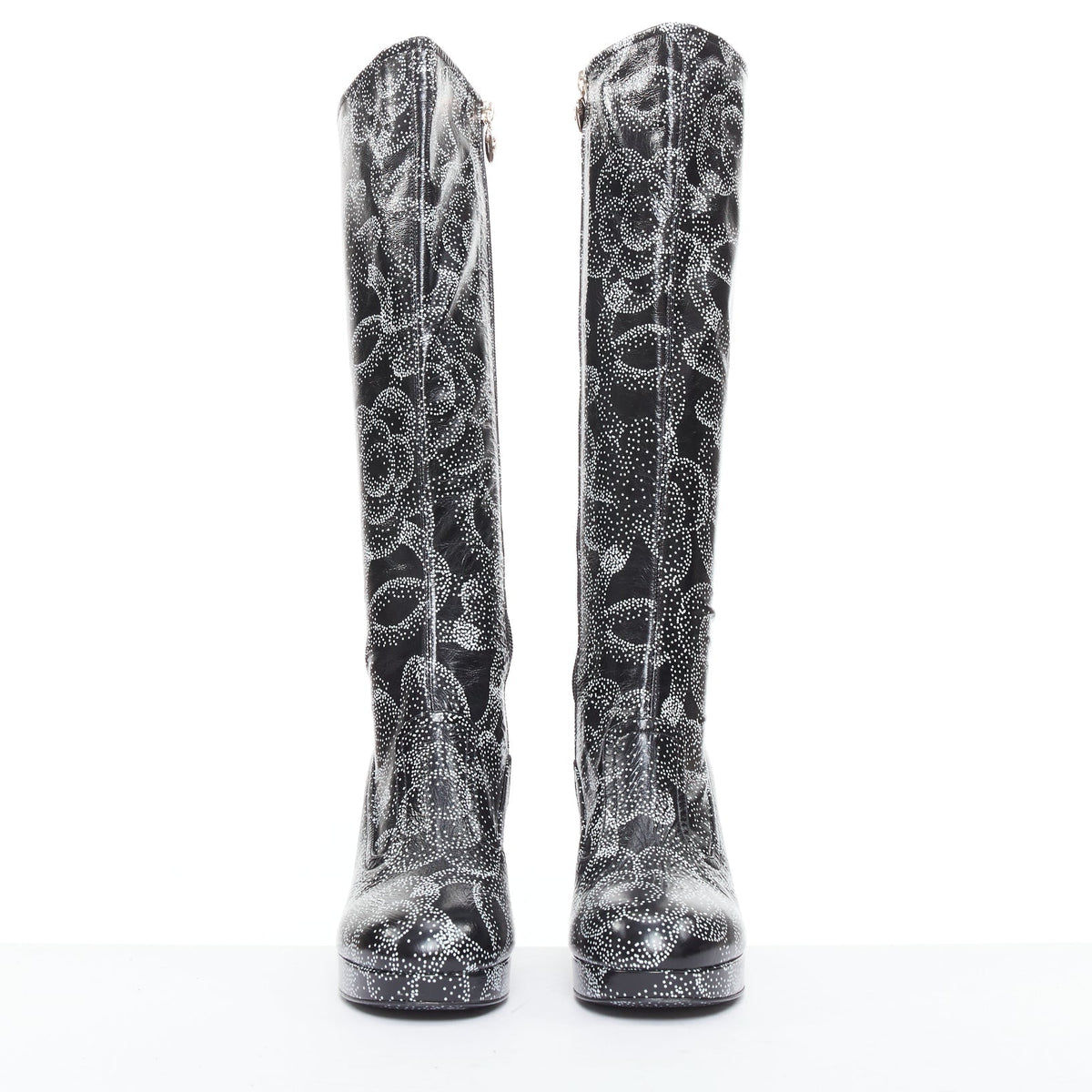 Women's Chanel 2023 Dotted Logo Tall Boots