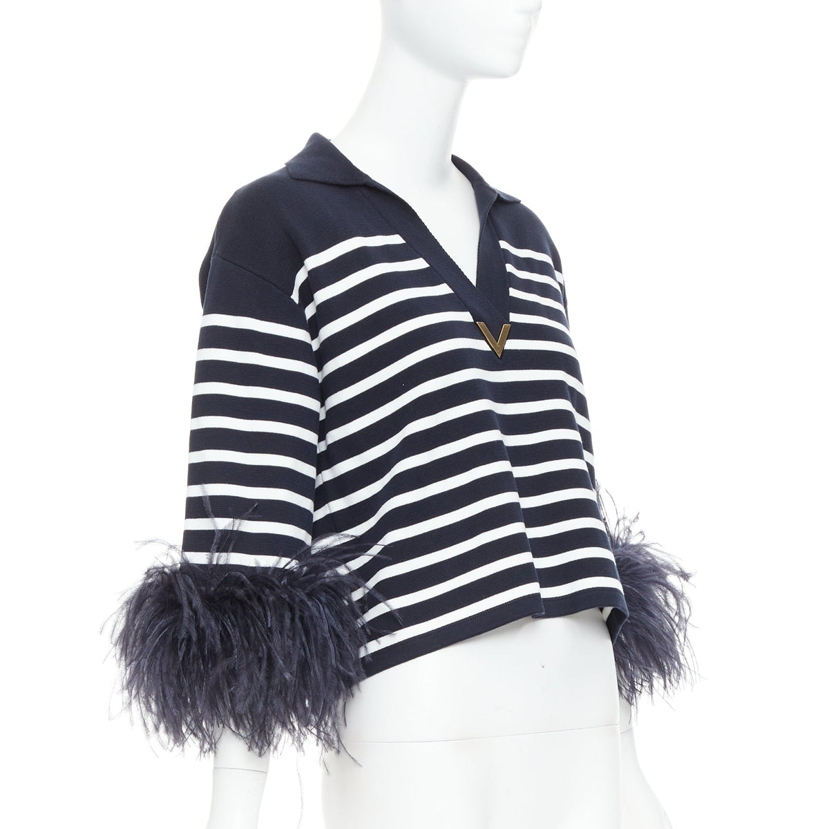 Men's Valentino 2024 VGold Ostrich Feather Polo