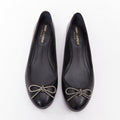 Women's Saint Laurent Leather Crystal Bow Ballet Flats