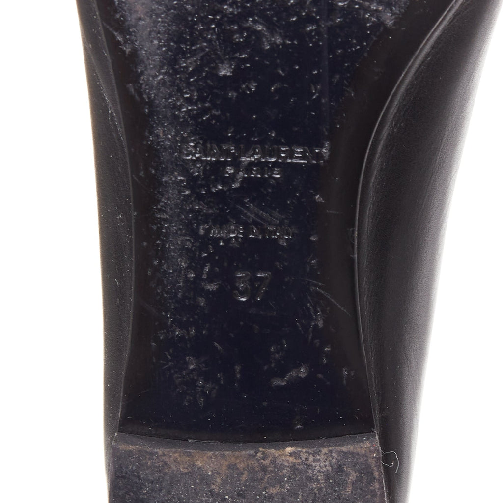 Women's Saint Laurent Leather Crystal Bow Ballet Flats