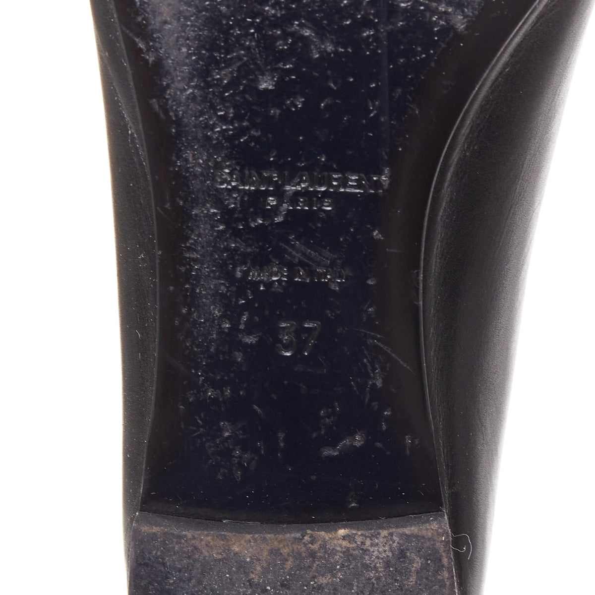 Women's Saint Laurent Leather Crystal Bow Ballet Flats