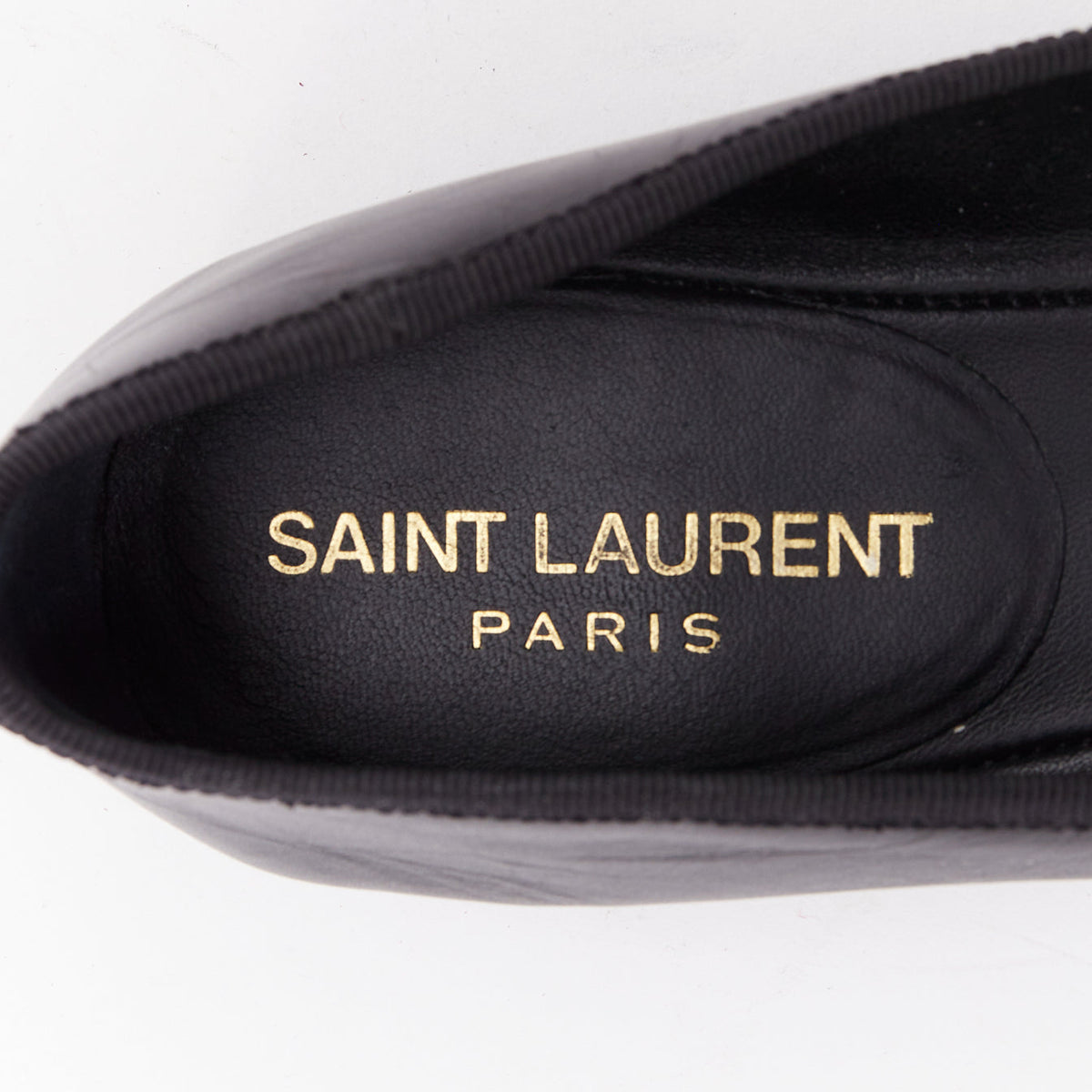 Women's Saint Laurent Leather Crystal Bow Ballet Flats